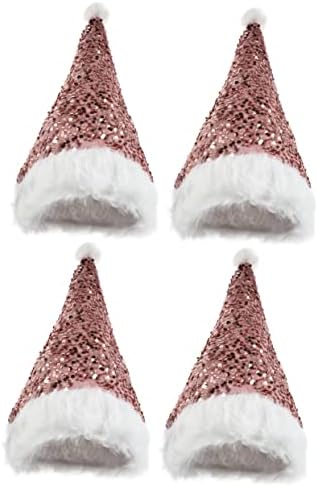 אלסום 4 יחידות נצנצים סנטה כובע המולד דקור נצנצים סנטה כובעי יום הולדת כובע מצחיק חג המולד כובעי דקורטיבי