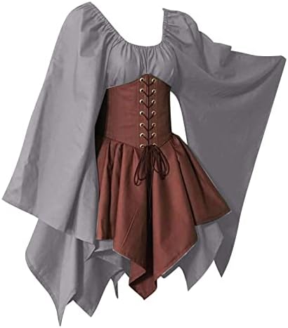 שמלת רנסנס של שורש נשים נשים פלוס גודל מסתור שמלות מחוך שומן בטן שרוול שרוול שרוול תלבושת ימי הביניים