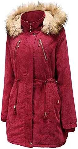 ז'קט של נשים סנוורסיות מעוגות מטה חורף קפוצ'ון מעיל חורף קפוצ'ס מעיל מעיל צמר בגדים חיצוניים עם כיס