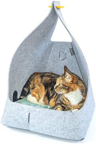 וויסקי חתול, ריי - מיטת חתול לבד מודרנית-מחבוא מערה סגור מספק נוחות, אבטחה וסגנון לחתולים גדולים, חתלתולים וכלבים