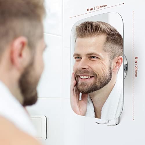 מקלחת מראה לגילוח, קיר רכוב איפור מראה, מתכוונן זווית אמבטיה מראה עם מחזיקי סכיני גילוח