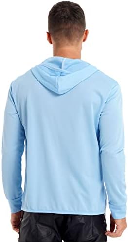 חולצת הגנת שמש של אנזוי לגברים לגברים הופעת קפוצ'ון ביצועים שרוול ארוך UPF UV T- חולצה לטיולי דיג