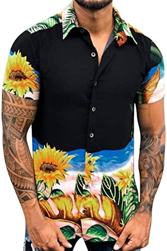 עלי עלים לגברים פרחים פרחים חולצות מזדמנים כפתור למטה שרוול קצר חולצה הוואי קיץ חופשה קיץ חולצה חולצה חולצה
