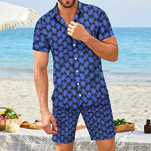 BMISEGM חולצות גברים בקיץ סט חולצה מכופתרת מכנסיים קצרים באביב חוף קצר חוף קיץ מודפס חליפת גברים מזדמנים