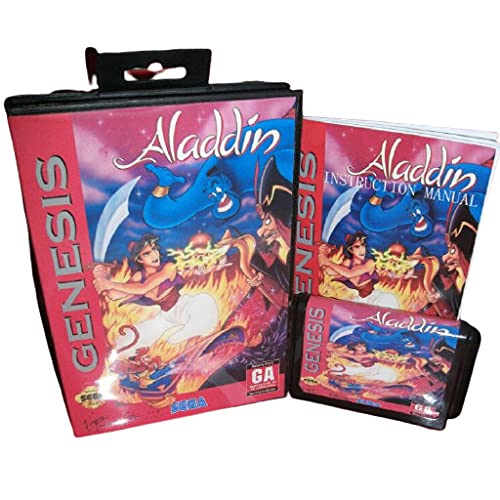 Aditi Aladdin Us Cover עם קופסה ומדריך לסגה מגדרייב ג'נסיס קונסולת משחקי וידאו 16 סיביות כרטיס MD