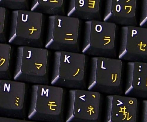 4Keyboard יפני קטקנה-אנגלית-אנגלית תוויות מקלדת שאינן שקופות על רקע שחור לשולחן עבודה, מחשב נייד