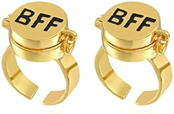 2 זוגות טבעת עבור בני נוער חמוד מזל מספר אנימה טבעת זוג מתכוונן טבעת לנצח הטוב ביותר חבר טבעת קריקטורה פתוח טבעת