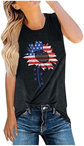 גופייה של דגל אמריקאי של נלהב לנשים טייז מעוצב עם פרחים מזדמנים 2023 קיץ יוצא חולצות חולצות חולצות