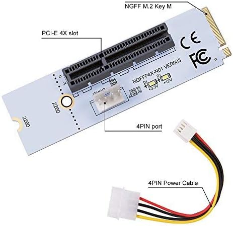 2 Pack M2 NGFF ל PCI-E 4 X-X1 חריץ כרטיס Riser, מפתח M M. 2 2260 2280 SSD יציאת PCI-e מתאם ממיר מכפיל עבור ETH