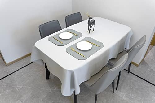 מלבן בד שולחן לבן ניסיודו מפת שולחן בגודל 60 על 84 אינץ ' תבנית ופל עמיד בפני כתמים וקמטים מפת שולחן