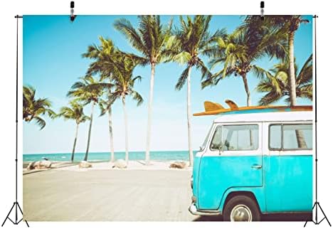 בלקו 12 על 8 רגל בד טרופי חוף רקע בציר רכב בחוף עם גלשן גלישה רקע קיץ הוואי לגלוש צילום רקע עבור ואאו מסיבת