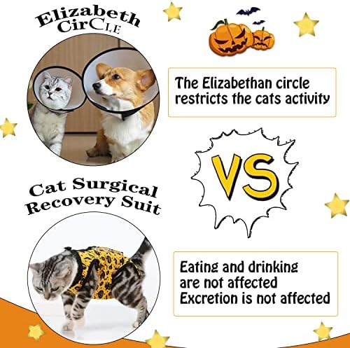 זימאושאן חתול כירורגית התאוששות חליפת עבור בטן פצעים או מחלות עור, תחליף דואר צווארון קונוס ליל כל הקדושים