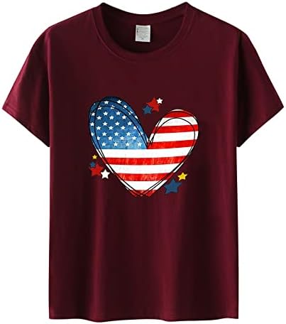 4 ביולי חולצות חולצות לנשים שרוול קצר חולצות טוניקה עם צווארון פסים בדגל אמריקאי חולצות טיז פטריוטיות