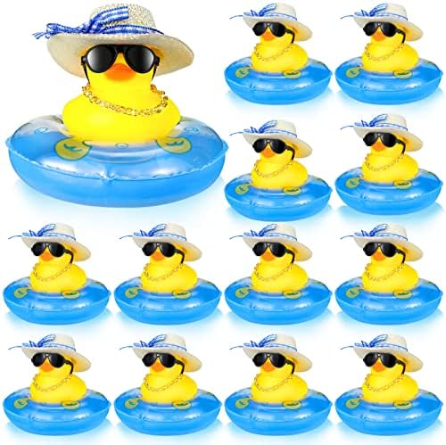 24 סט קיץ ברווז גומי מיני צהוב צעצועים באמבט צעצועים ברווזים קישוטי לוח מחוונים לרכב עם מיני
