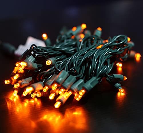 אורות חג המולד כתומים 17 רגל 50 לד חוט ירוק פיות כוכבים אורות מחרוזת מיני עם תוסף, איי-פי-64 אורות חג