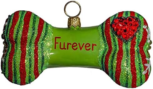 החברים הכי טובים Furever כלב עצם קישוט לחג המולד זכוכית פולנית