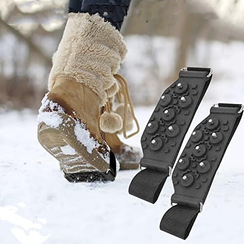 אחיזות שלג אחיזות נעלי חורף מגפי רצועות רצועות מתכת חתיכות, דוקרני מתכת נגד החלקה להליכה וריצה על שלג