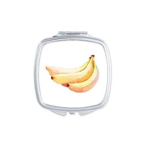 בננה פירות בצבעי מים איור דפוס מראה נייד קומפקטי כיס איפור כפול צדדי זכוכית