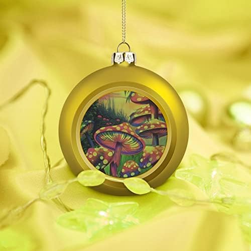 קסם ססגוני פטריות חג המולד כדור מחוסמת תליית קישוטי חג המולד עץ אח מסיבת קישוטי 4 יחידות