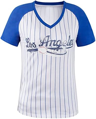 Geneisteck Womens Los Angeles City אוהדי בייסבול נ 'כלוב צוואר רגלן חולצות