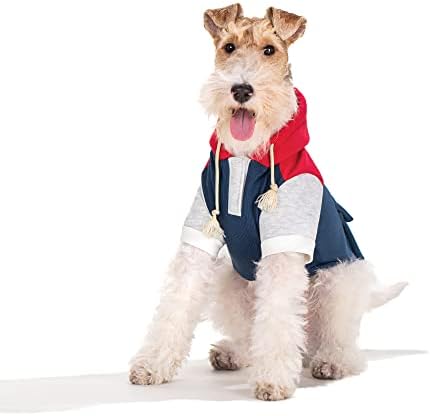 קוי קודי כלב בלוק צבע חיות מחמד- סווטשירט כלב עם קפוצ'ון ורתמה חריץ- זמין בגודל סגול וורוד או אדום וכחול-אחורי