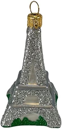 מגדל אייפל פריז צרפת מיני קישוט לחג המולד זכוכית פולנית 3 אינץ '