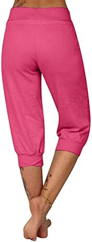 מכנסי Beuu Capri לנשים מזדמנים רזים מתאימים מכנסי מטען קצוצים מכנסיים מטיילים מטיילים מטיילים