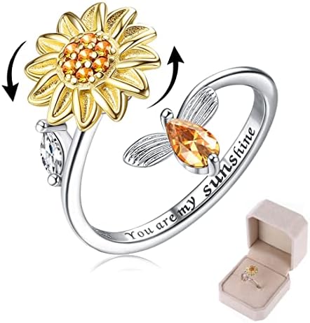 טבעת לומאט טבעת לנשים סטרלינג כסף מתכוונן טבעת פתוחה טבעות ספינר לחרדה למתנת הקלה על לחץ לנשים ילדה