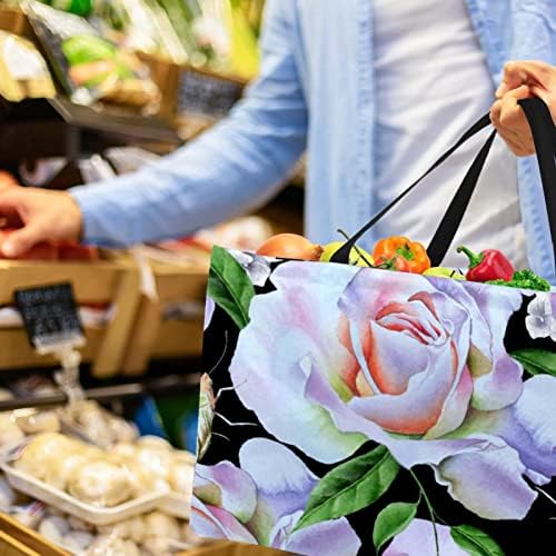 סל קניות לשימוש חוזר בצבעי מים פרחים ורודים פרחים ופרפרים ניידים תיקים מכולת פיקניק.