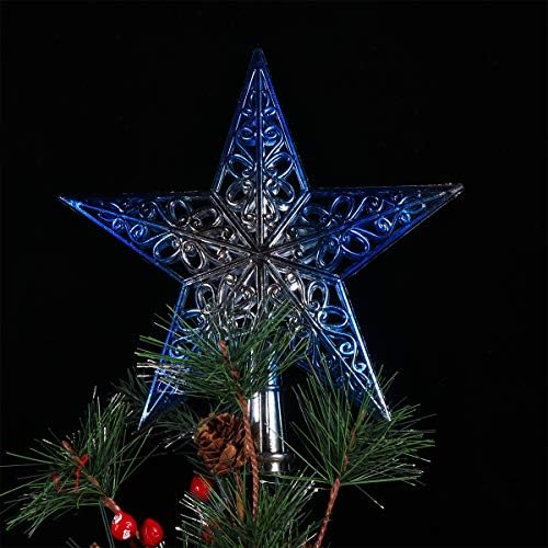 AMOSFUN HOLWOW-OUT עץ חג המולד העליון SPARGLE STAR נוצץ נוצץ עץ חג המולד קישוטי קישוט קישוט