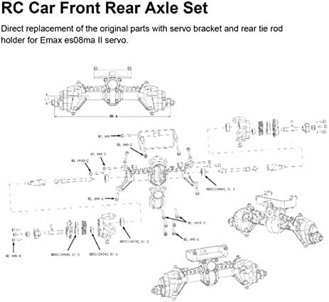 UXSIYA RC ערכת ציר פורטל אחורי קדמי, RC מכונית קדמית קדמית ערכת ציר ציר פלסטי