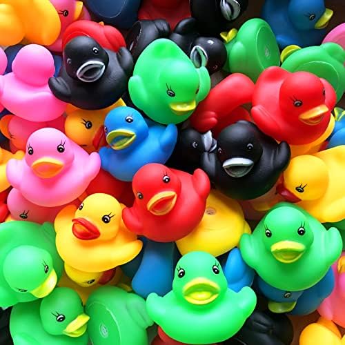 Sunioine 30 חבילות גומי רב-צבעוני ברווז 2 אינץ 'ברווזי גומי ברווזים באמבט ברווזים צעצועים למקלחת מסיבת