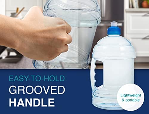 חץ H2O על בקבוק המים Go, 2.2 ליטר - בקבוק מים פלסטיק ברור עם כובע דחיפה - מיוצר בארצות הברית, BPA בחינם - ידית