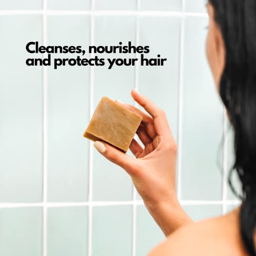 מפעל סבון - בר שמפו מוצק של איורוודה אורגני עם שמן קיק לצמיחת שיער, סבון שיער לגברים ונשים, טבעי,
