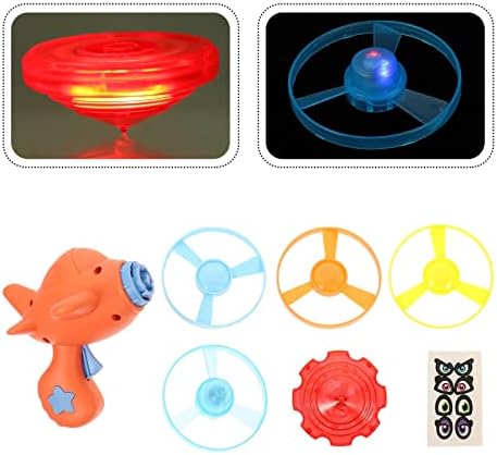 5 יחידות צלחת דיסק צלחת דיסק משגר צעצוע אור עד עף דיסק שמיים משגר צעצוע משגר צעצוע: ספינינג