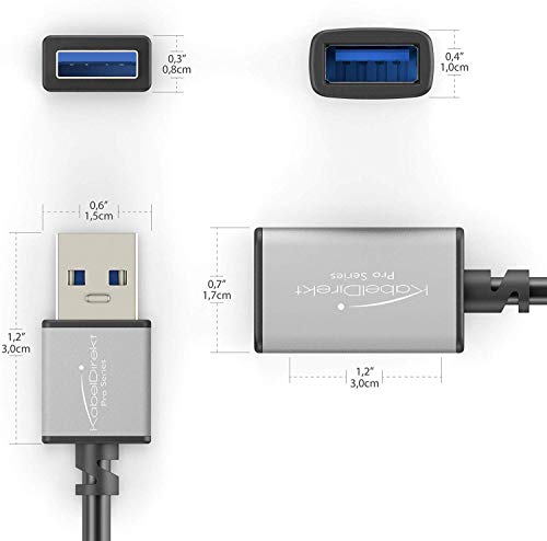 Kabeldirekt - USB A כבל הרחבה 3.0 - 6 אינץ 'x2 - - סדרת Pro