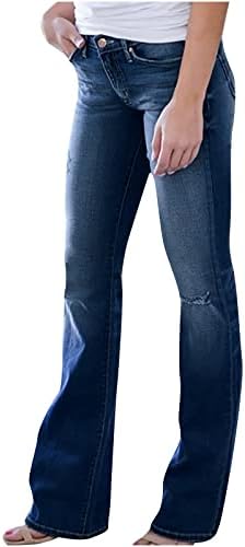 זורם קרע ג'ינס ישר לנשים מזדמן רופף רופף אמצע מותן משיכה על ג'ינס 2023 מכנסי רגל רחבים טרנדיים