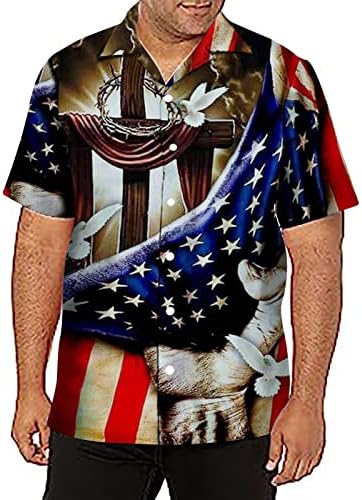 BMISEGM חולצות עבודה בקיץ לגברים חולצת גברים קיץ תלת מימד הדפס יום עצמאות יום דגל אמריקאי דגל קז'ואל