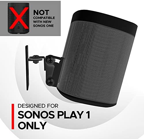 שחק 1 קיר הר השחור זוג תואם ל- Sonos Play: 1 בלבד, חבילה תאומה, מנגנון מסתובב והטיה מתכוונן, 2 סוגריים הרכבה כוללים