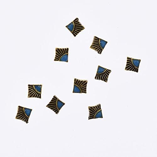 10 יחידות עתיק זהב כסף מתכת סגסוגת טפטוף כחול שמן בוהמי שיק דקו קסמי 3 ד נייל אמנות קישוט אספקת נייל אביזרים