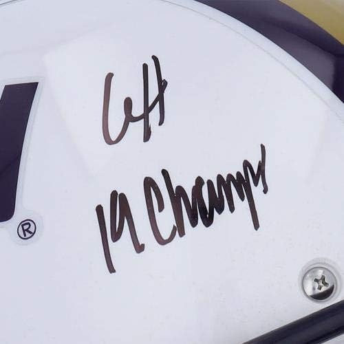 קלייד אדוארדס-הלייר לוס-אנג 'לס טייגרס חתמו על קסדה אותנטית של שוט לבן וזהב עם כתובת 19 אלופים - קסדות קולג ' חתומות