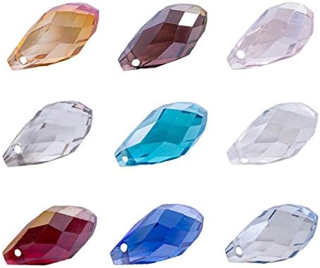 לוט 90 יחידות חרוזי דמעה מזכוכית-לונגווין 8 על 18 חרוזי פנים בצורת אליפסה קריסטל אספקת תכשיטים לפרויקטים