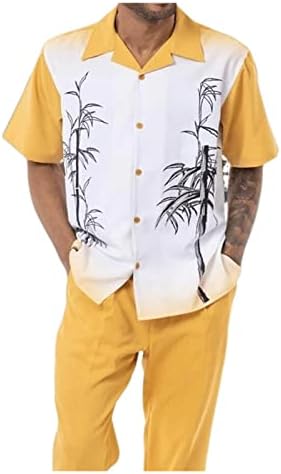 צאיקסה גברים של 2 חתיכות פרחוני אימוניות מקרית הוואי תלבושות חליפה קצר שרוול חולצות ארוך מכנסיים סטי חוף מזדמן