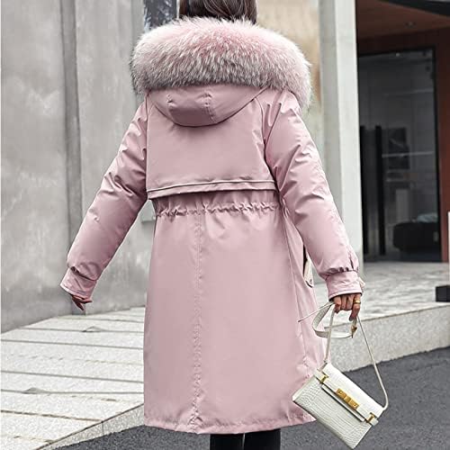 מעיל חורף לנשים לבגדי אופנה חיצוניים ארוכים מעילים כותנה מרופדת כיס זמש מעילים עם זמש קפיסה מעיל תוחם