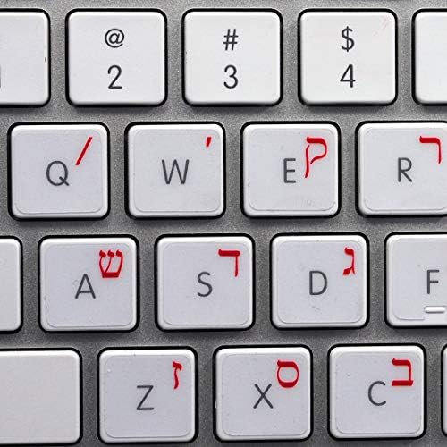 עברית אפל מקלדת מדבקות עם אדום כיתוב על שקוף רקע עבור שולחן עבודה, מחשב נייד ומחברת