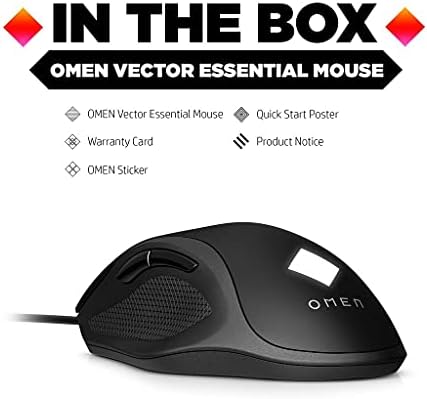 HP OMEN 8BC52AA וקטור חיוני RGB משחקי עכבר קווית עם משחקי OMEN Mousepad 200 קומבו, שחור, m