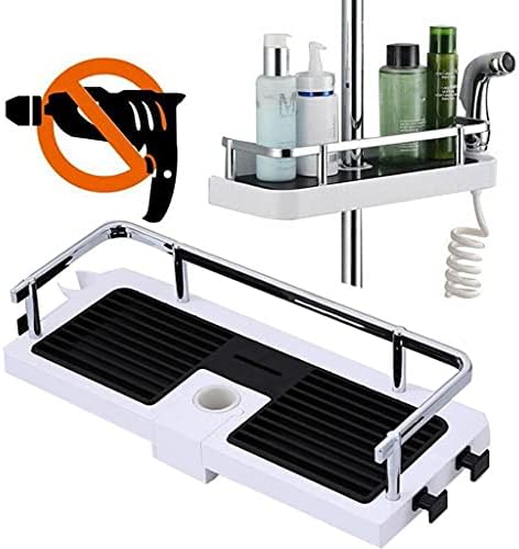 UXZDX חדש מתכוונן מדף אמבטיה מחזיק אחסון מקלחת ניקוז מארגן מארגן ג'ל שמפו מוט אמבטיה אביזרים MOU