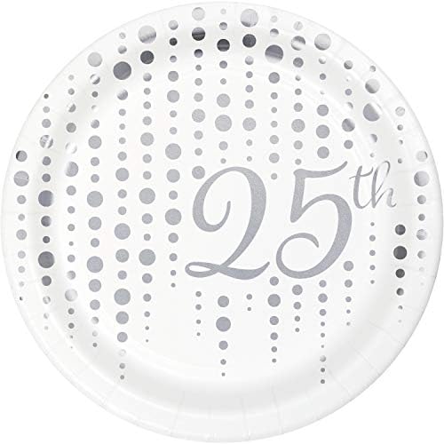 המרה יצירתית של Sparkle ו- Shine Silver Silver 25 שנה לוחות קינוח, 7
