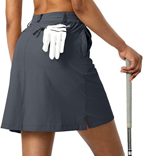 חצאיות גולף גולף סאנטיני לנשים 5 כיסים אורך ברך 18 Skort Upf50+ חצאית טניס טיולים אתלטים לנשים עבור מזדמנים