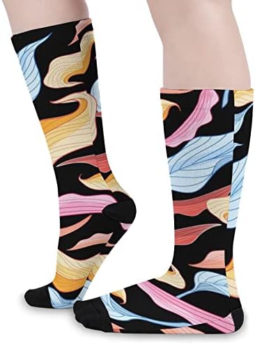 צבעוני עלים מודפס צבע התאמת גרבי ספורט הברך גבוהה גרביים לנשים גברים